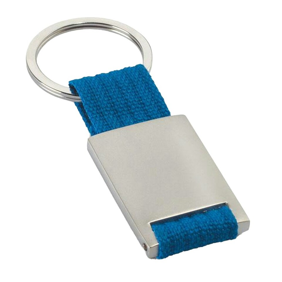 image 1 of MidOcean Tech Rectangular Metal Keyring - Blue/Silver - One Size
