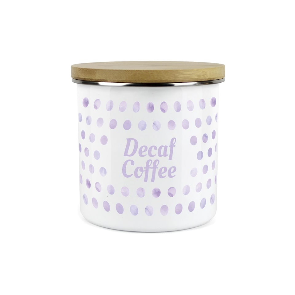 image 1 of Lilac Polka Dot Large Decaf Coffee Canister
