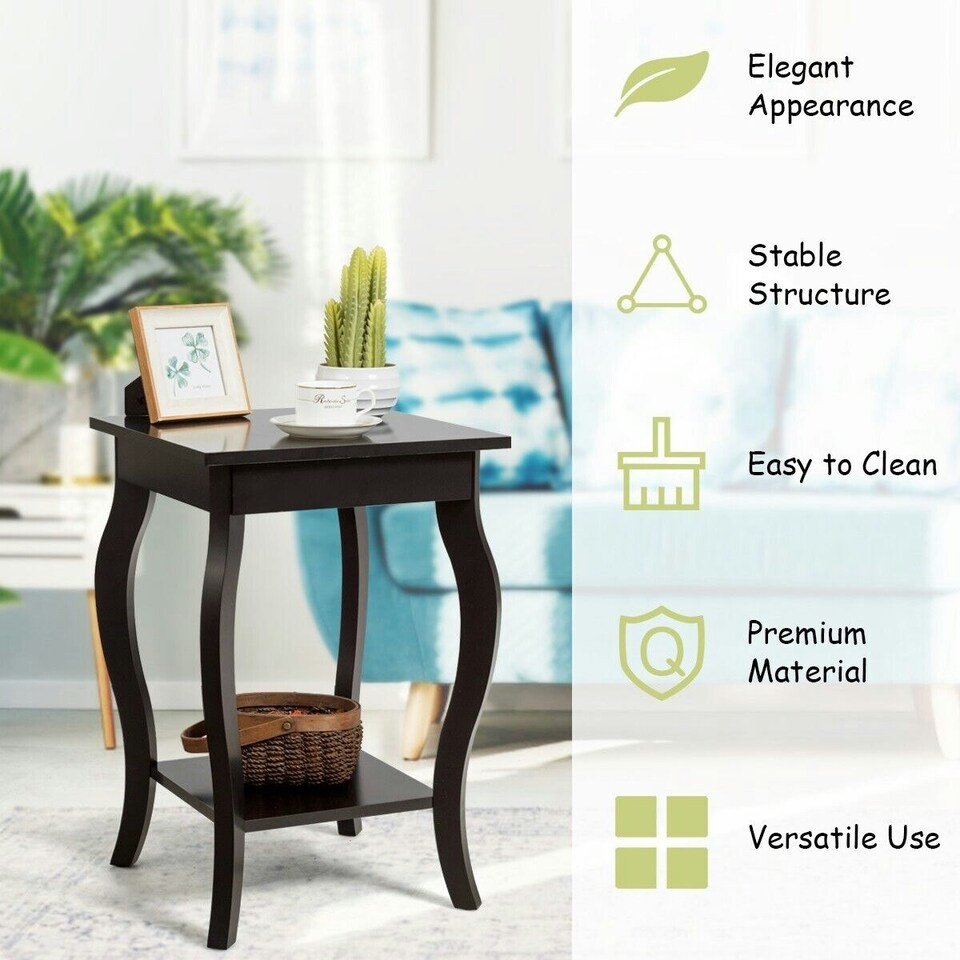 image 1 of COSTWAY End Table Living Room Accent Table Sofa Side Table Brown