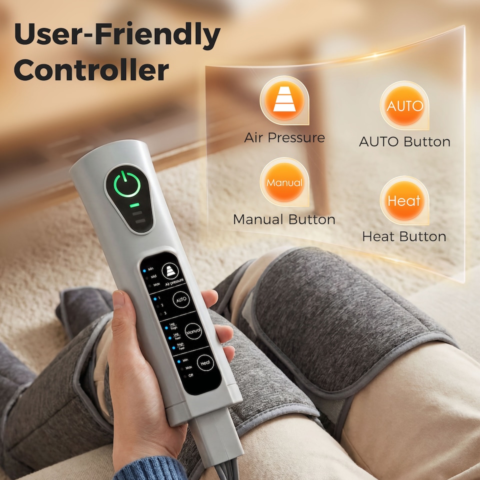 image 1 of HOMCOM Leg Massagers for Pain and Circulation, Foot Massager with Heat