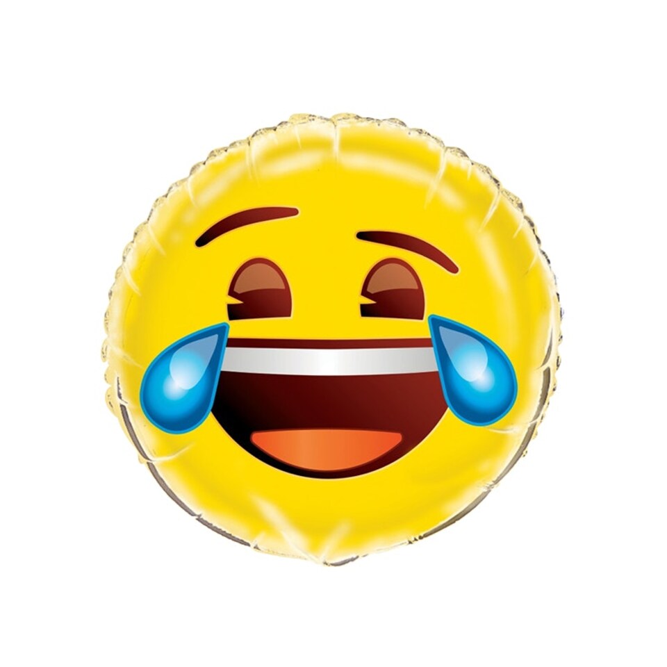 Unique Party Crying Laughing Foil Emoji Balloon - Yellow/Blue - 18in