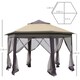 image 5 of Outsunny 3x4m Hexagon Gazebo w/ Mesh Curtains Outdoor Garden, Khaki
