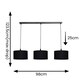 image 3 of ValueLights Reni Black Fabric Drum Shade 3 Drop Bar Black Diner Ceiling Light and Bulbs Black