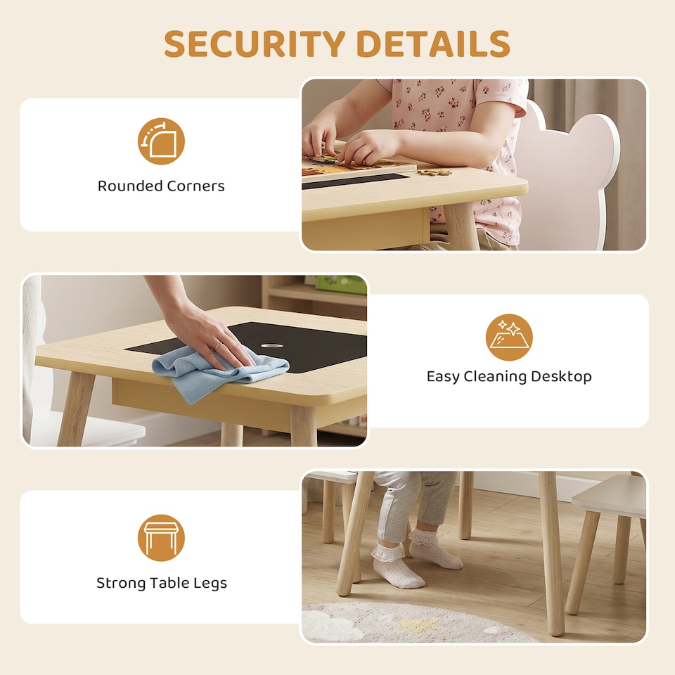 image 1 of AIYAPLAY 3-Piece Toddler Table and Chairs Set for Nursery, Playroom