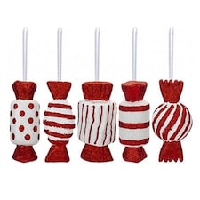 Assorted Red & White Glitter Candy Cane Sweet Christmas Tree Hanging Decoration 14cm