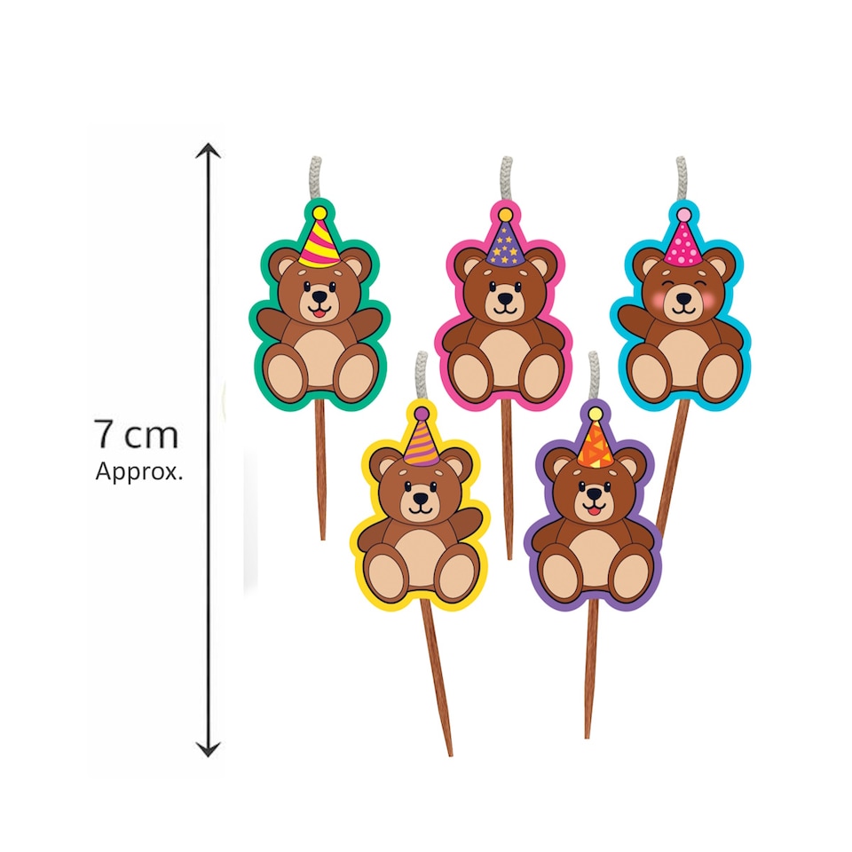 image 1 of Novelty Birthday Cake Candle Set - Teddy Bear