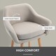 image 5 of HOMCOM Set of 2 Bar Stools Modern Upholstered Seat Bar Chairs with Metal Frame, Solid Wood Legs Living Room Dining Room Fabric Furniture - Beige