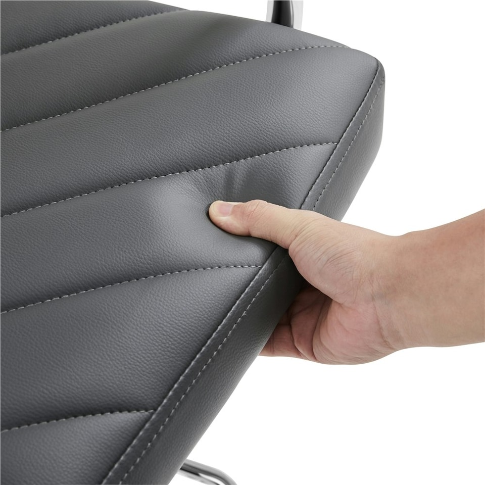 image 1 of Yaheetech Set of 2 Faux Leather Bar Stools | Grey | Dark Grey