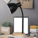 image 5 of First Choice Lighting Set of 2 Clark Natural Wood with Black Table or Bedside Lamps Black | Brown
