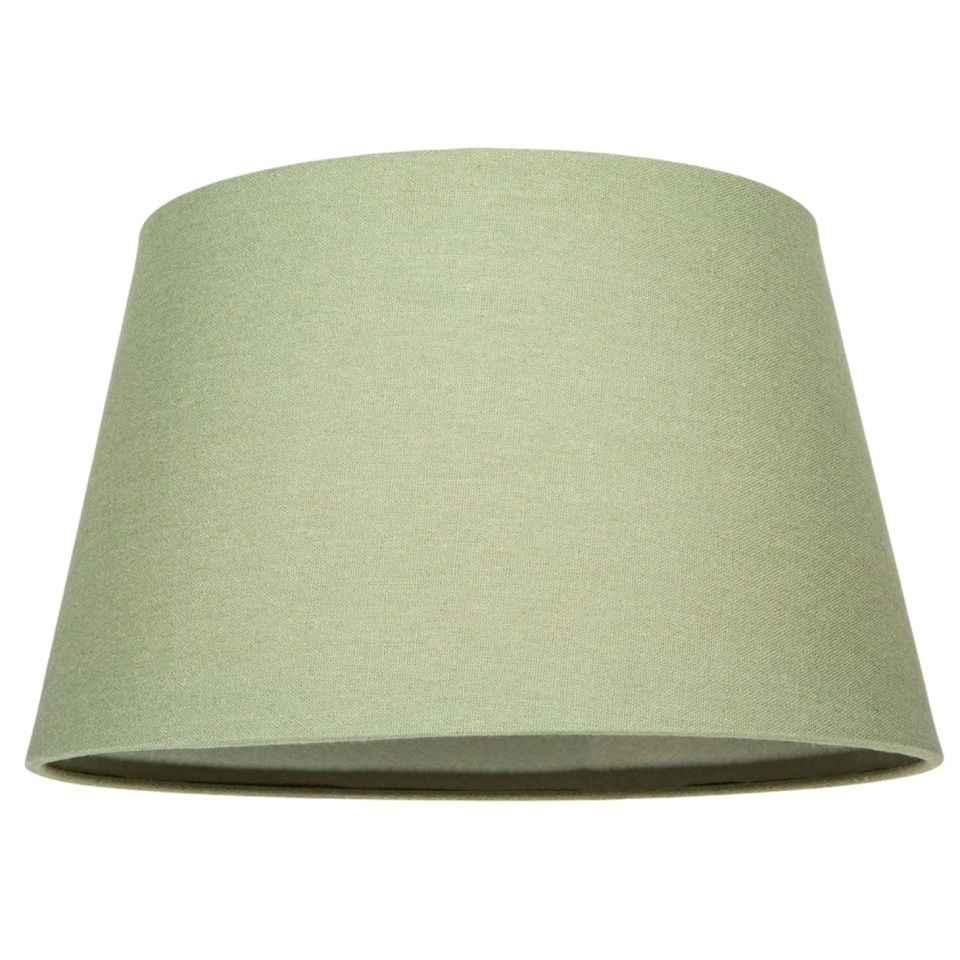 image 1 of Traditional 30cm Olive Green Linen Fabric Drum Table/Pendant Shade 60w Maximum | Green | Olive Green | 1