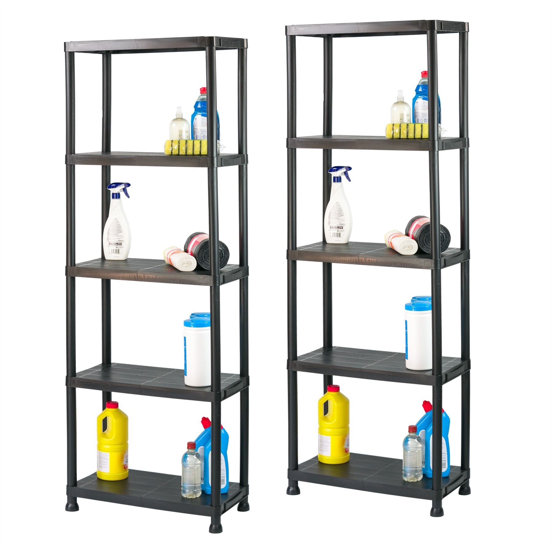 KCT 5 Tier Plastic Shelving Garage Shelves Home Shelf Storage Unit for Office, Shed, Workshops - Pack of 2