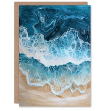 Sea Foam On Sandy Beach Above Calm Zen Him Her Birthday Card