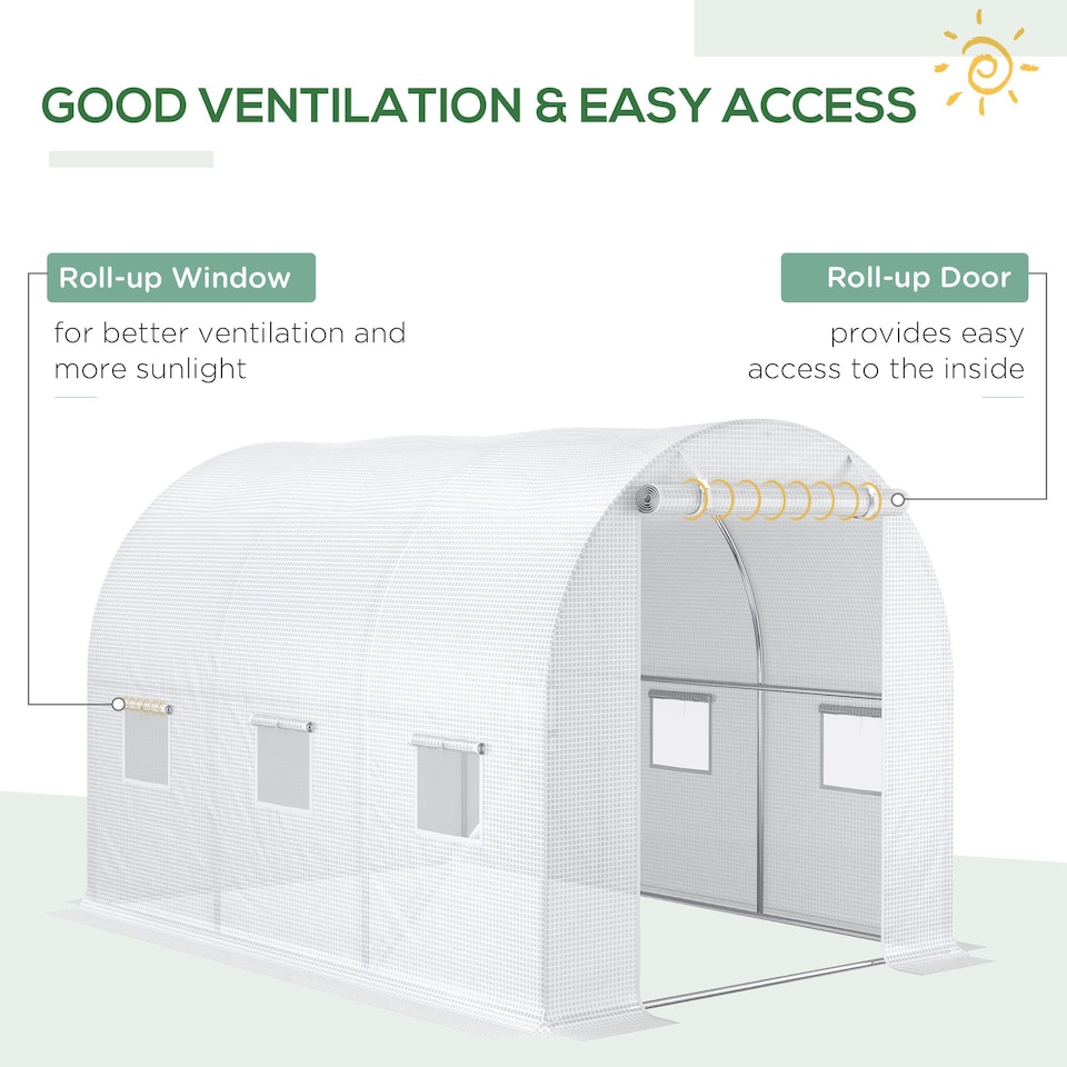 image 1 of Outsunny 3 x 2 x 2m Replacement Greenhouse Cover w/ Windows, White | White | White | 300L x 200W x 200H cm
