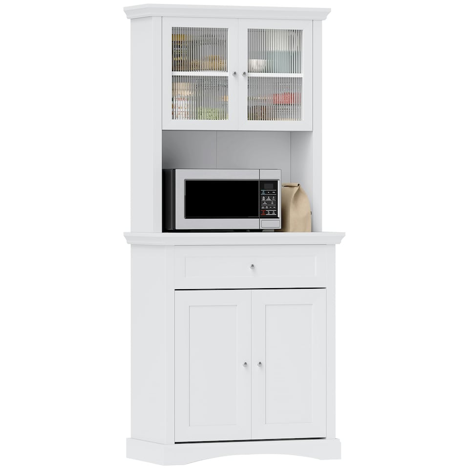 image 1 of HOMCOM Kitchen Cupboard Storage Cabinet with Drawer, Doors and Shelves, White