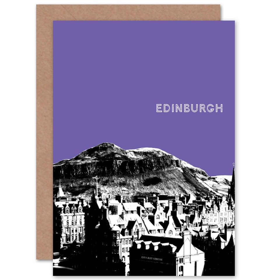 image 1 of Arthur's Seat Edinburgh Scottish Landmark Purple Scottish Card