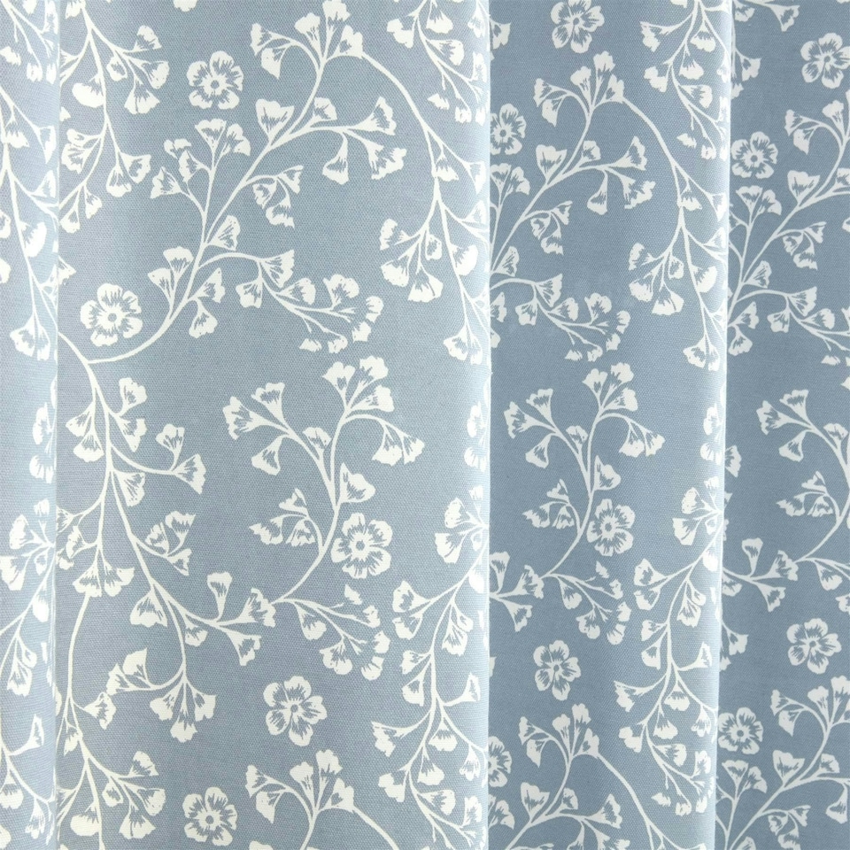 image 1 of Sade - Fully Lined Floral Curtains - Eyelet - Polycotton (Blue, 46'' x 72'' - 117cm x 183cm (Pair))