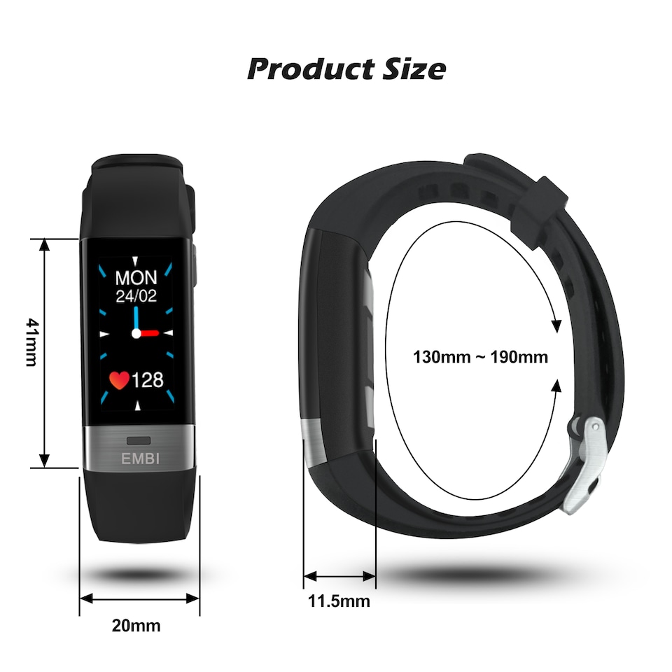image 1 of Smart Fitness Tracker Watch for iPhone (iOS) Monitor Yourself or Family Heart Blood ECG - Audar EMBi