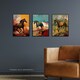 image 2 of Set of 3 Wild Horses Oil Paintings Galloping Wilderness Canada Wall Art Print A4