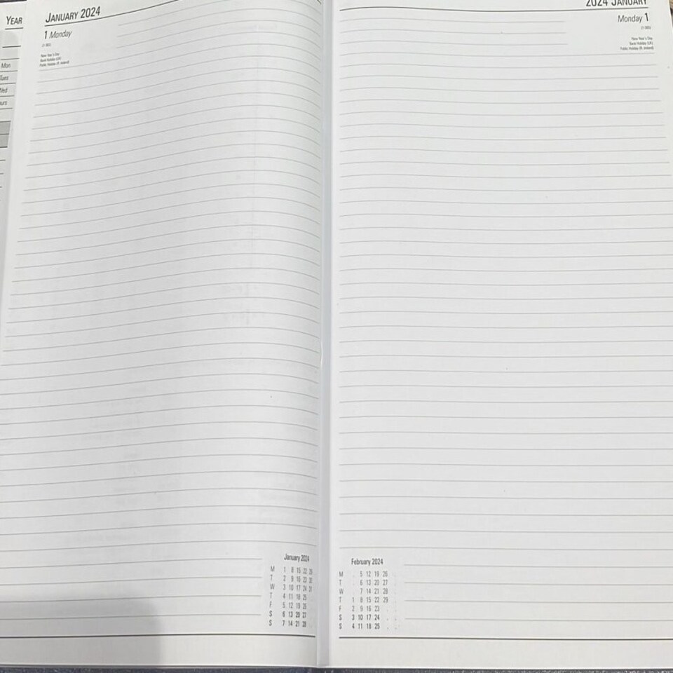 image 1 of 2024 A4 2 Pages Per Day Burgundy Desk Diary