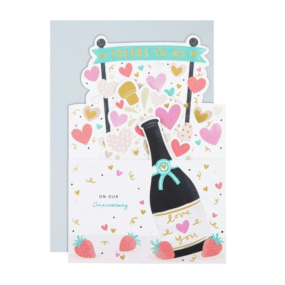 image 1 of 3D Pop-Up Champagne Bottle Design Anniversary Card