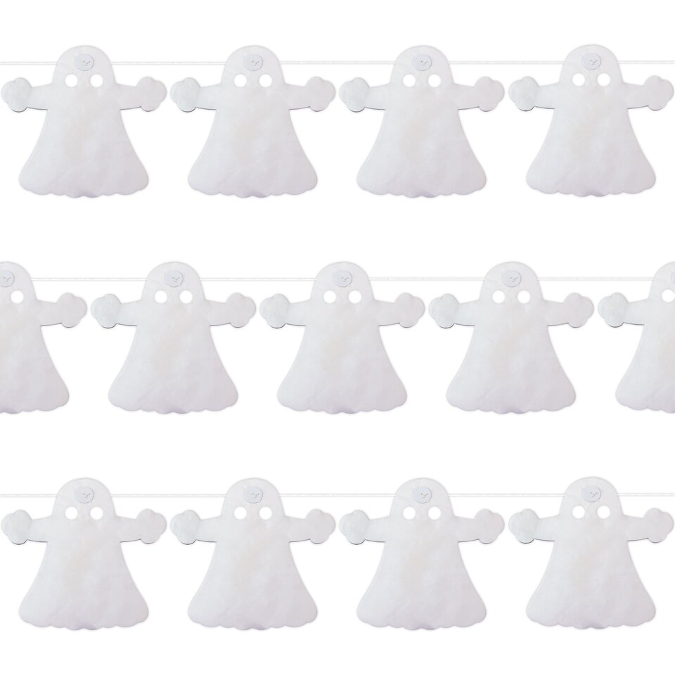 image 1 of PMS Halloween Ghost Paper Garland 3M - Reusable Party Decoration
