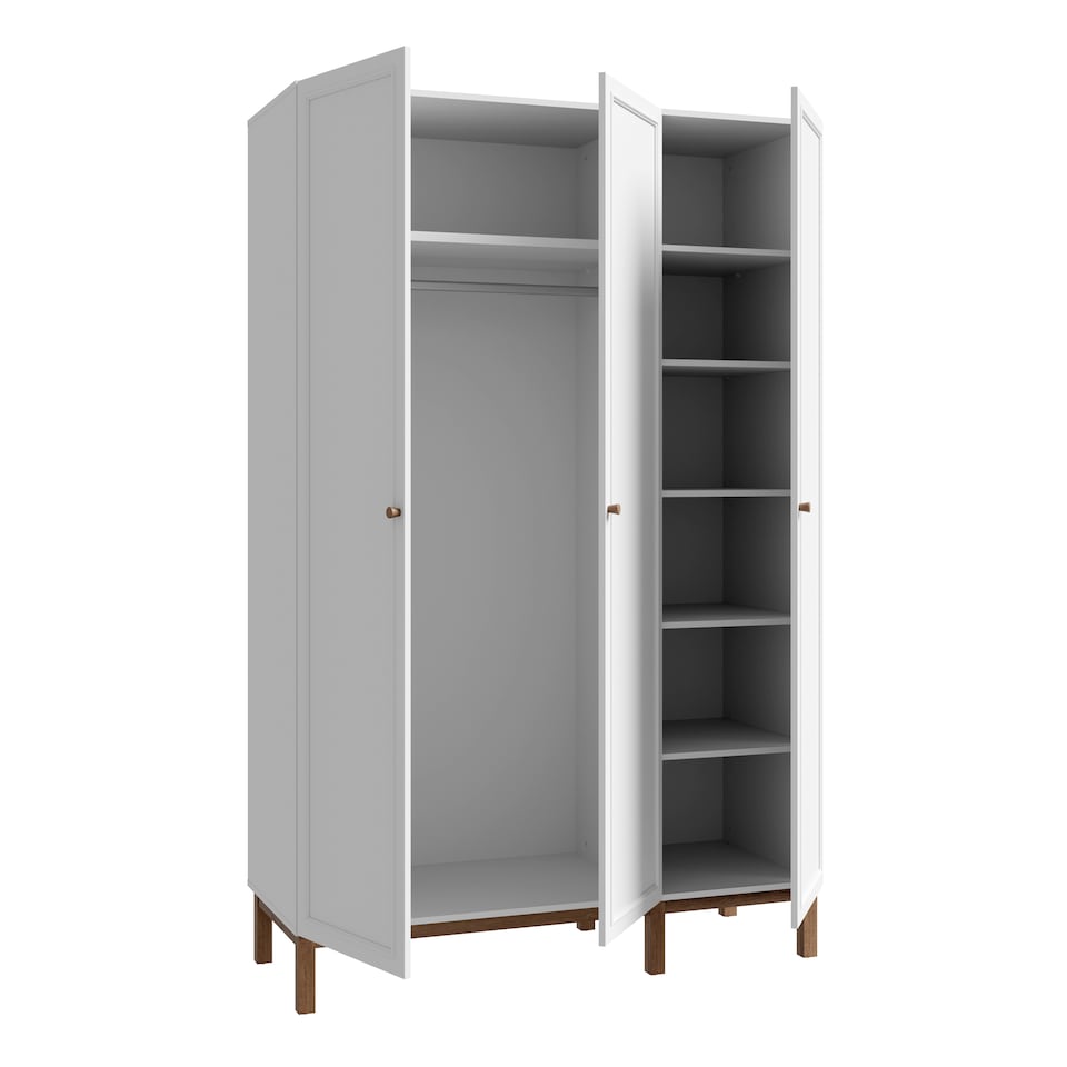 image 1 of Wensley 3 Door Wardrobe in Light Grey and Oak