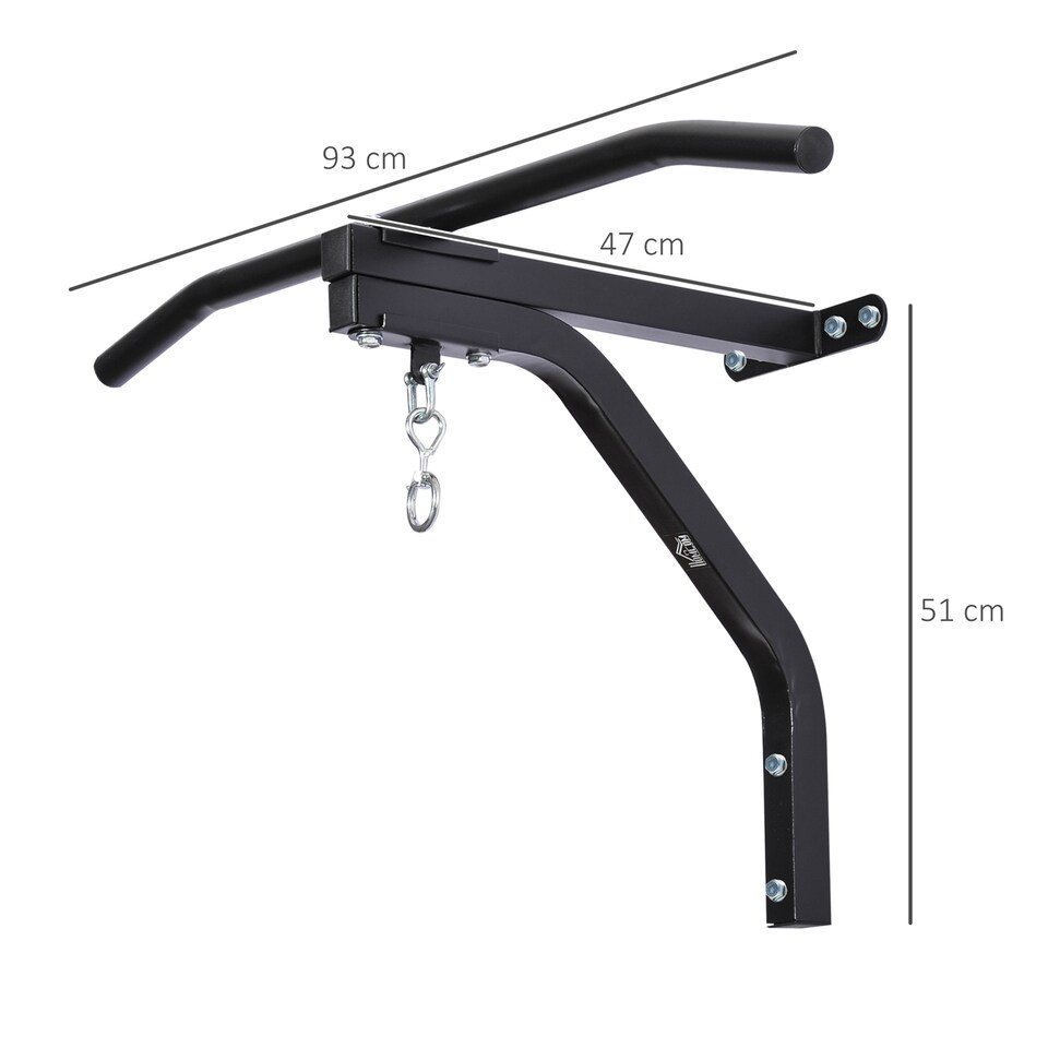 image 1 of HOMCOM Heavy Punch Bag Hanger Wall Mount Chain Swivel Bracket Bar Steel, Black | Black | Black | 93L x 47D x 51H cm