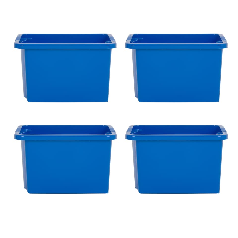 image 1 of Wham Stack & Store 4 x 24L Plastic Storage Boxes | Blue | 4