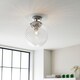 image 3 of Milston Semi Flush Ceiling Light Chrome, Clear Sprail Design Glass Globe Shade, IP44