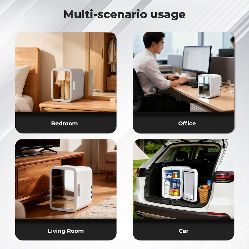 image 1 of Spector Mini Fridge Portable Cooler Warmer with Mirror 5L for Bedroom Office Car