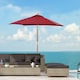 image 2 of Outsunny Wooden Patio Umbrella Parasol Outdoor Sunshade 6 Ribs Red