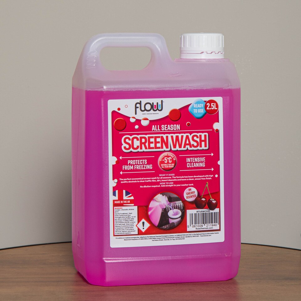 image 1 of 2.5L Cherry Scented Smear Free Windscreen Washer Fluid For All Vehicles