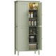 image 6 of HOMCOM 176.5 cm Tall Freestanding Pantry Storage Cabinet with 4 Doors Green White
