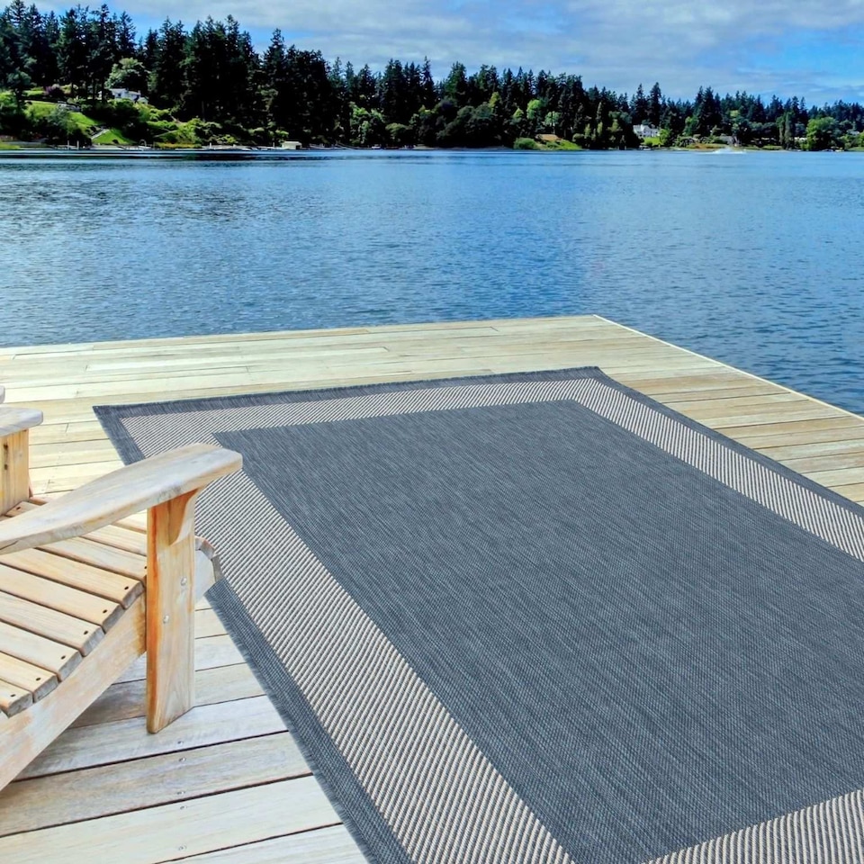 image 1 of The Rugs Outdoor Indoor Bordered Garden Patio Rug Weather Resistant | 200