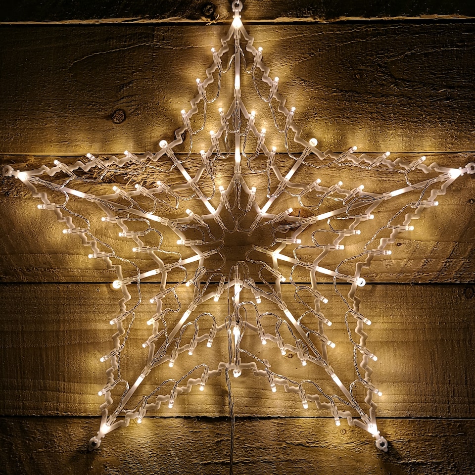 image 1 of 50cm Warm White 100 LED Window Star Light Up Indoor/Outdoor Christmas Decorations