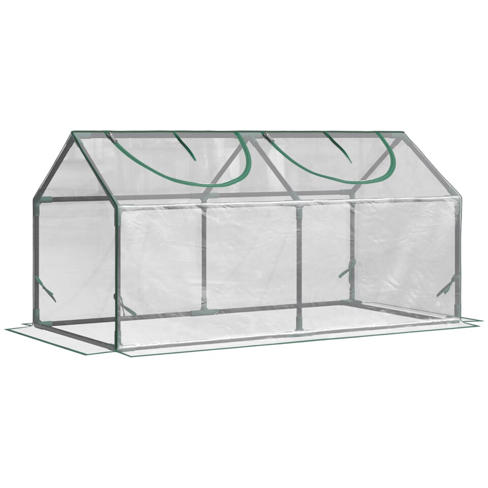 image 1 of Outsunny Greenhouse Plants Foil Tomato Vegetable House W 2 Windows White