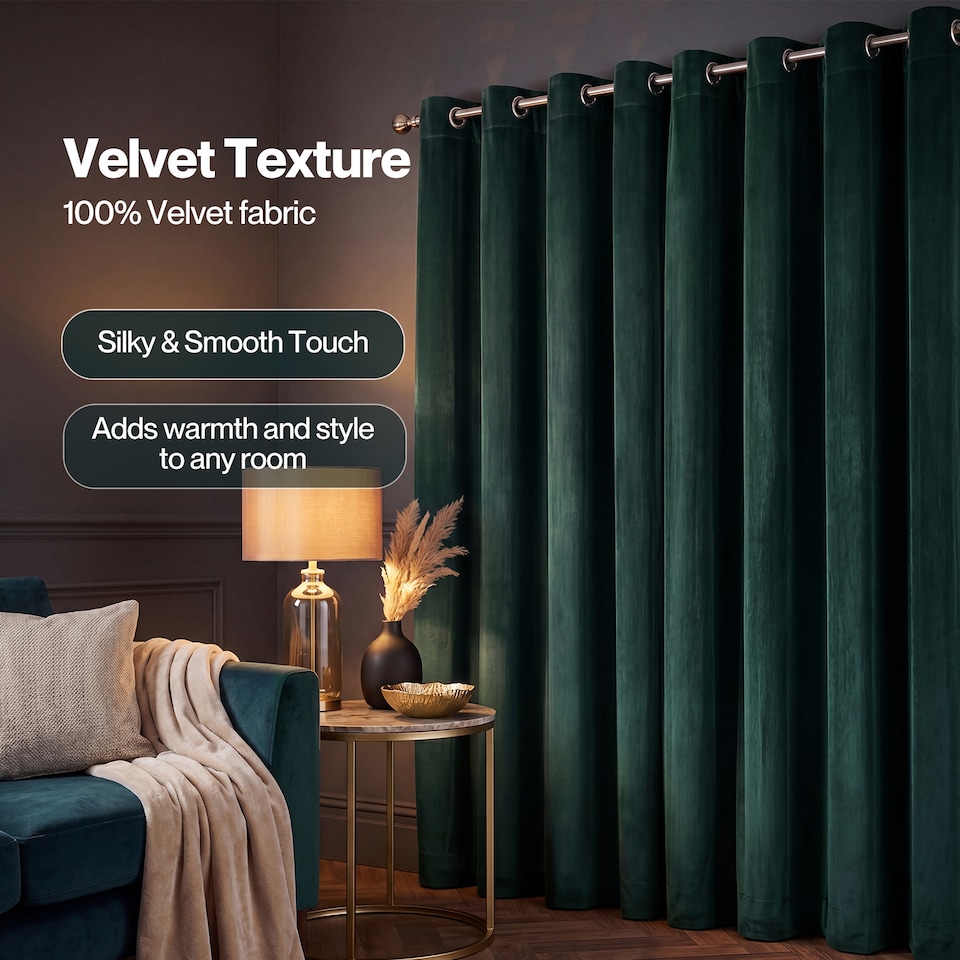 image 1 of Marlow Velvet Blackout Eyelet Curtains with Tie Backs for Home
