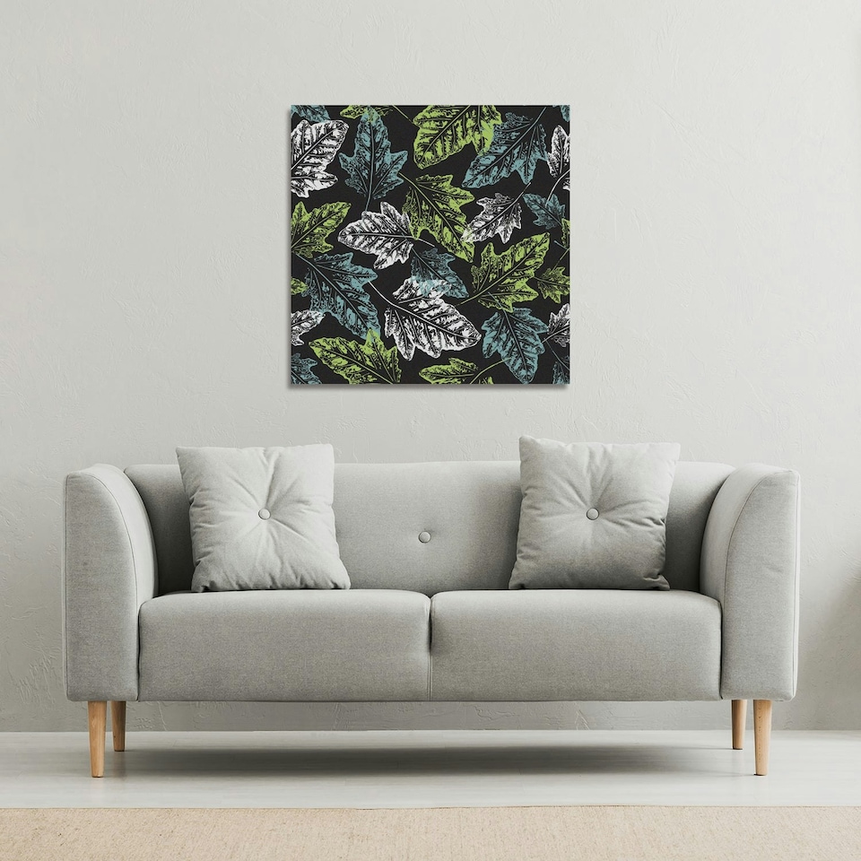 image 1 of Leaf Print on Dark Bachground (Canvas Print) 114 x 114 x 4cm