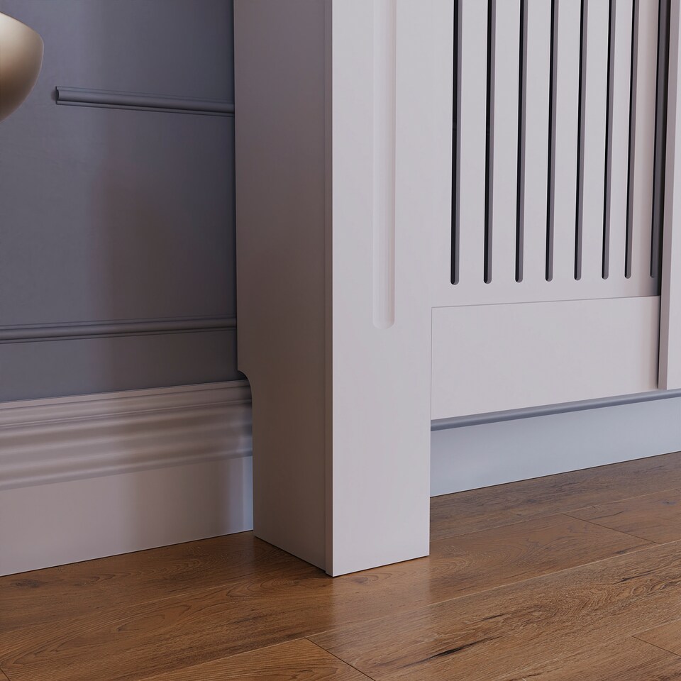 image 1 of Vida Designs Chelsea Radiator Cover Painted MDF Slatted Cabinet, White, 140-204cm