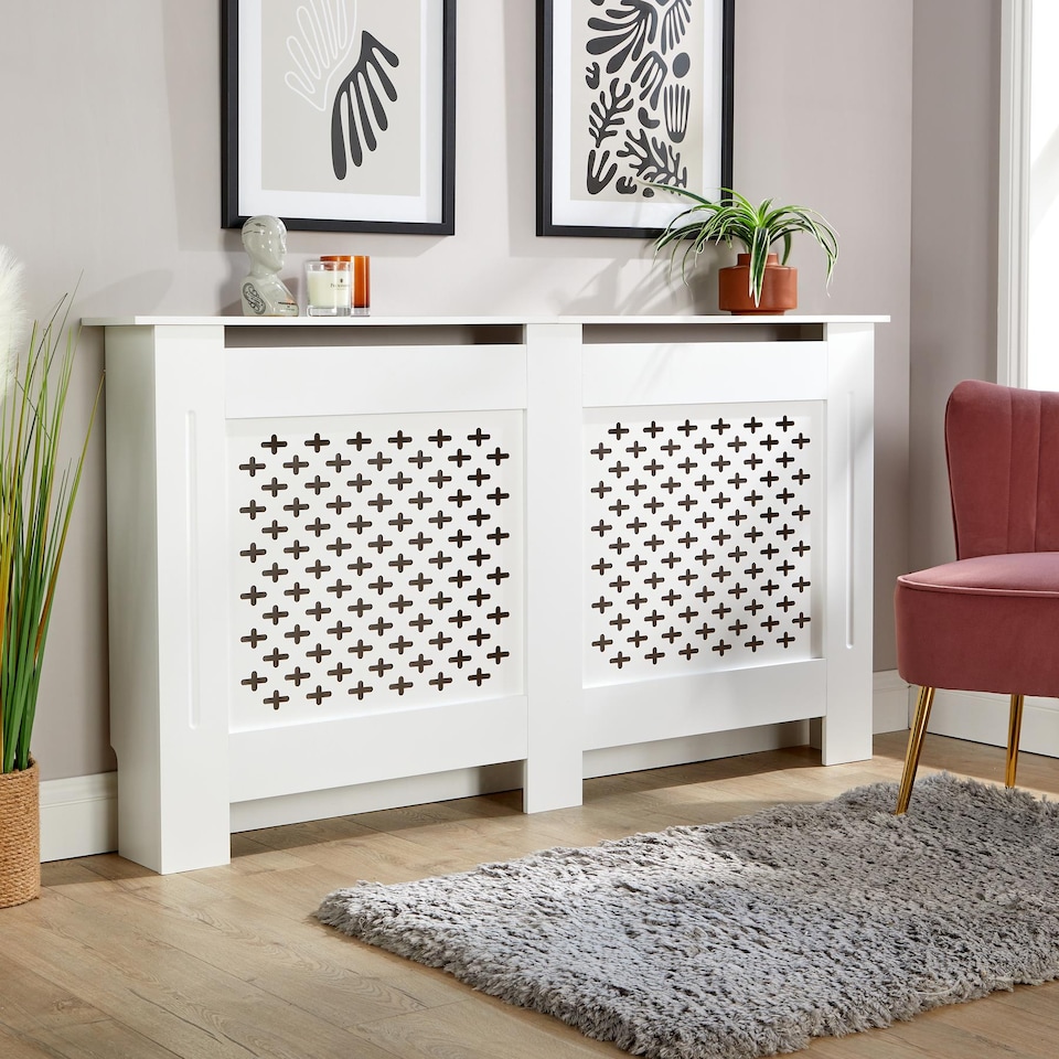 image 1 of Large Radiator Cover MDF Wooden Home Decorative Modern Design | White