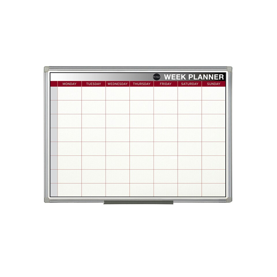 Bi-Office Weekly Magnetic Whiteboard Planner Aluminium Frame 600x450mm - GA0233170