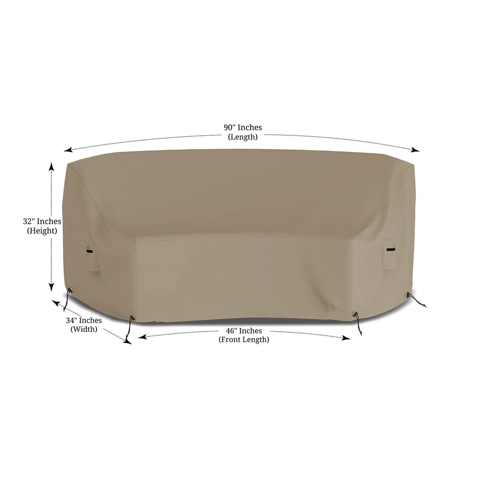 image 1 of Covers&All Curved Outdoor Couch Cover, 1000D Waterproof, UV-Resistant Patio Furniture Cover, 90 in L x 34 in W x 32 in H x 46 in FL, Beige