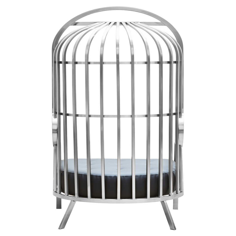 image 1 of Interiors by Premier Brushed Silver Dome Cage Chair Silver