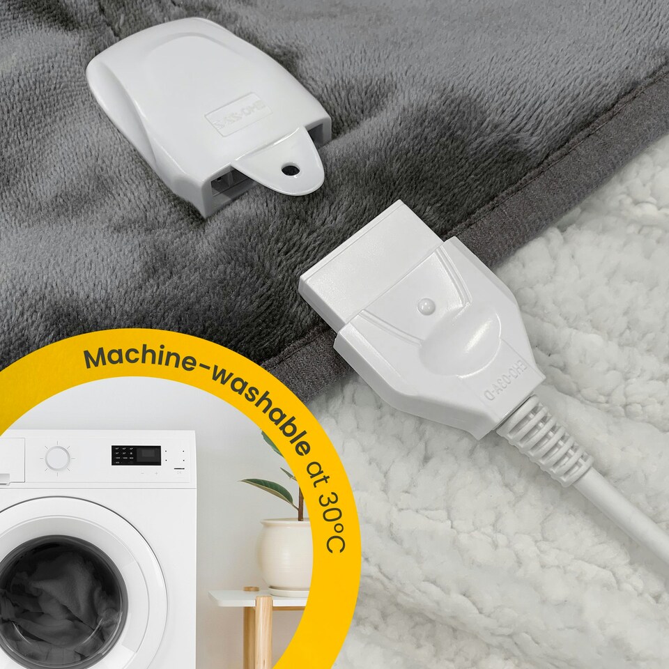 image 1 of Fleece & Sherpa Electric Heated Throw - Grey