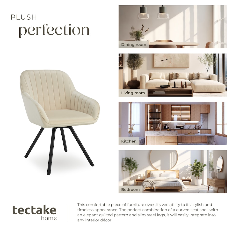 image 1 of Lounge Armchair Living Room Accent Chair 360 Swivel Slim Steel Legs Velvet Fabric | Cream | cream | 4