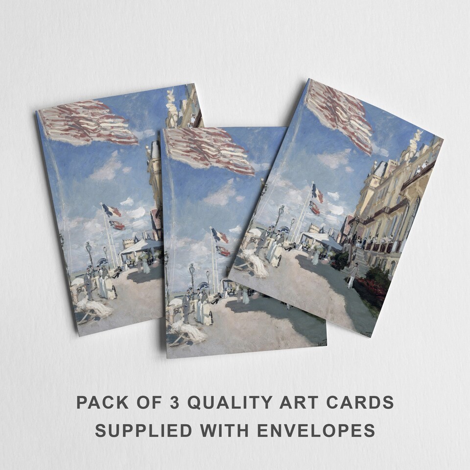image 1 of Monet Hotel Des Roches Noires Impressionist Any Occasion Card Set of 3 Blank