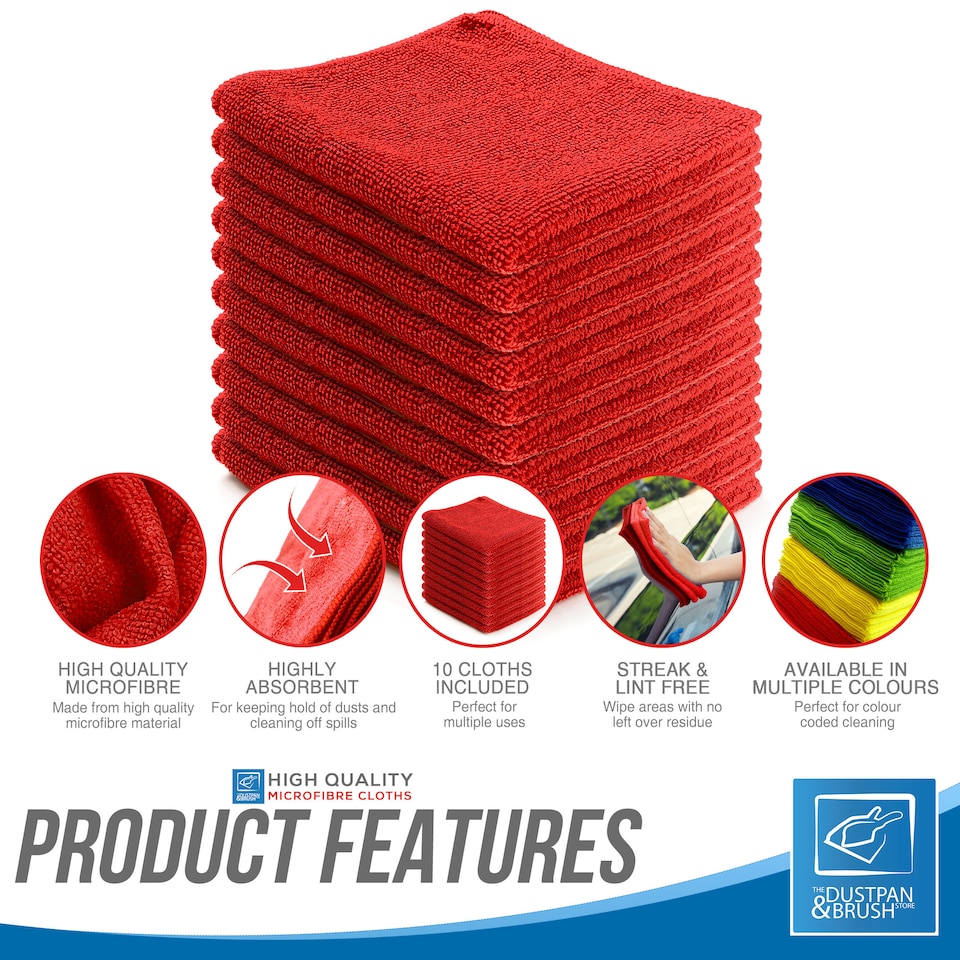 image 1 of Microfibre Cleaning Cloth 40x40cm Super Absorbent Lint Free Microfiber Cloths Cleaning for Home, Kitchen, Mirrors, Car - Pack of 10