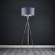 image 2 of ValueLights Camden Chrome Tripod Floor Lamp Grey & Silver Shade & Bulb | Silver