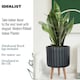 image 3 of Modern Ribbed Black Cylinder Planter on Legs, Round Pot Plant Stand Indoor D24 H32 cm, 7.6 ltrs Cap.