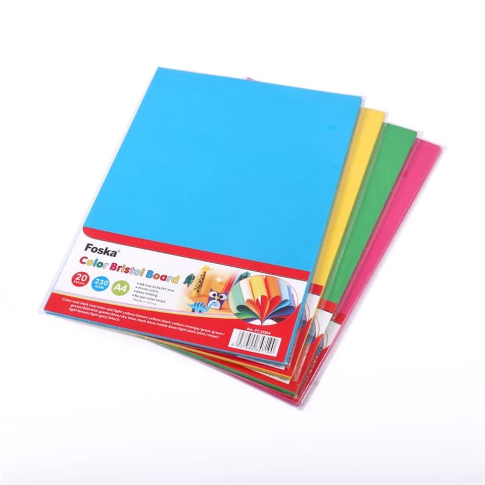 image 1 of Pack of 20 A2 Bristol Board Colored Craft Papers 230gsm
